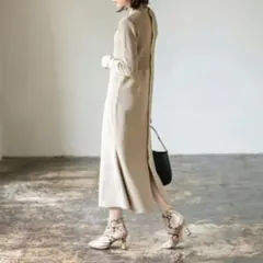 【ノーブル】カラーブロックニットワンピース 22SS ベージュ