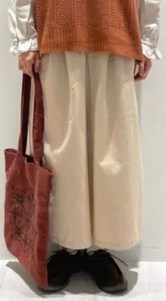 ワイド　パンツ　カルゼピーチ起毛　サマンサモスモス　ベージュ