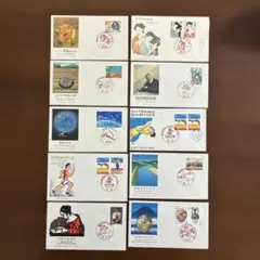 日本 記念切手初日カバー 10種コレクション（使用済み切手）