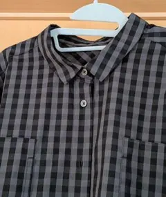 新品未使用　チェック柄長袖シャツ チュニック　ワンピースブラック・グレー