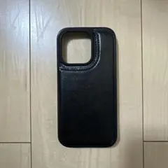iPhone14Pro 黒レザー風フリップケース
