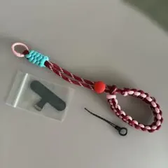 スマホストラップ　ローズレッド