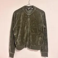 y2k 平成　PUMA オリーブグリーン ジップアップジャケット　ベロア　古着
