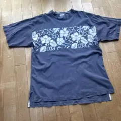 Fit systemsフラワープリント オーバーサイズTシャツ ダークブルー