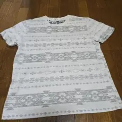 幾何学模様 Tシャツ Мサイズ ホワイト/グレー