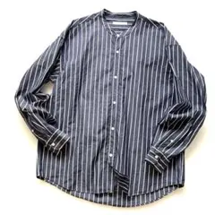 JOURNAL STANDARD パターン バンドカラー ストライプ シャツ M