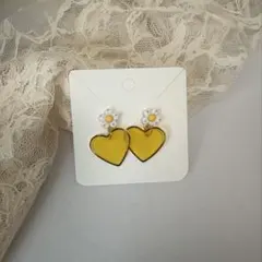 ピアス　ハンドメイド　フラワー　花　マーブル