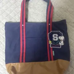 スヌーピー刺繍トートバッグ ネイビー