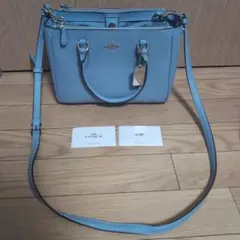 COACH ライトブルー　レザー ショルダーバッグ　ハンドバッグ　2way