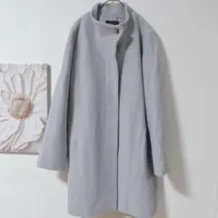 esche チェスターコート　アウター　ロングコートライトグレー　ブルー　42