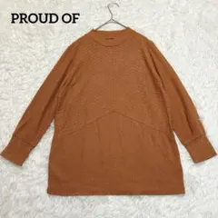 【プラウドオブ】薄手リブニット　モックネック　プルオーバー　切替デザイン