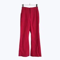 ページボーイ 美脚 センタープレス セミフレアパンツ レッド S ウエストゴムのサムネイル