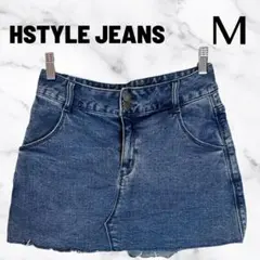 【HSTYLE】カットオフデニムキュロット　ショートスカート　ブルー　M