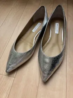 Odette e odile オデットエオディール シルバー パンプス フラット