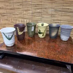 手作り湯飲み6個セット（竹製ケース付き）１つ欠け有り めちゃ激安