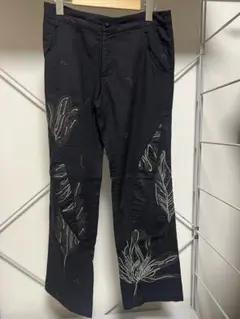 【超希少】 一点物 HaaT イッセイミヤケ 刺繍パンツ　インド製 ブラック