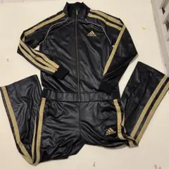 adidas ワイド3ストライプス✨コーティング オールインワン美品