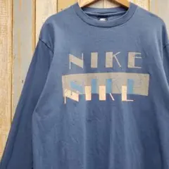 1846☆ナイキ☆80s☆USA製☆長袖Ｔシャツ☆ロンＴ☆デカロゴプリント☆Ｍ