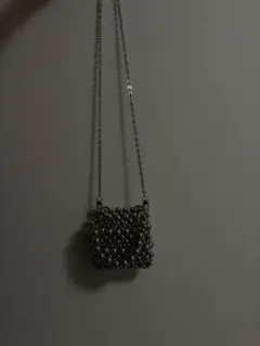 ビーズショルダーバッグ シルバー