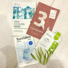 韓国 顔 シートパック 4点セット 保湿、ニキビ対策