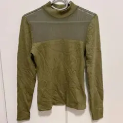 The Drop 薄手ニット 胸元シースルーオシャレ✨カーキS