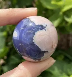 ブルーフラワーアゲート　スフィア　桜瑪瑙　天然石Φ36mm 癒し　インテリア鉱物