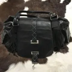 ブランド古着！イタリア製 MEGGHI 本革 レザー フリンジ ハンドバッグ