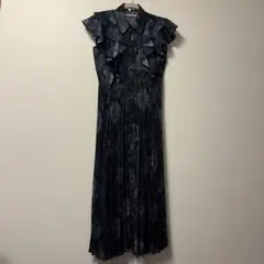 rienda ダブルフリルプリーツシャツワンピース