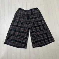 7部丈チェックパンツ　ガウチョ、ショート，ハーフパンツ