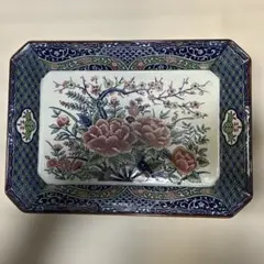 即購入OK‼️花柄装飾の陶磁器皿 約27cmx20cm ヴィンテージ おしゃれ