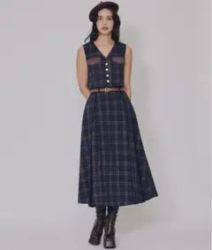 レディアゼル　クラシカルチェックベスト&フレアスカートセットアップ