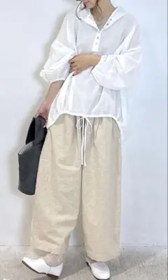 【未使用】　hagumu フード付きヘンリープルオーバー　グレー
