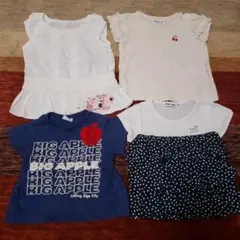 90サイズ女の子 Tシャツ 4枚セット