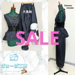 2-4 大島紬　ベスト & スカートセット