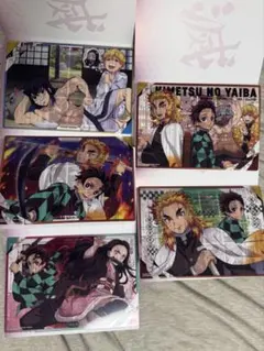 【５枚】竈門炭治郎　煉獄杏寿郎　鬼滅の刃 無限列車編　クリアビジュアルポスター参