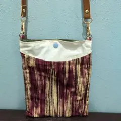 ハンドメイド紫と白のストライプ サコッシュ