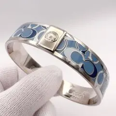 コーチ　バングル　ブレスレット　シグネチャー　ブルー　シルバー