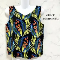GRACE CONTINENTAL ボタニカルリーフ プリントノースリーブのサムネイル