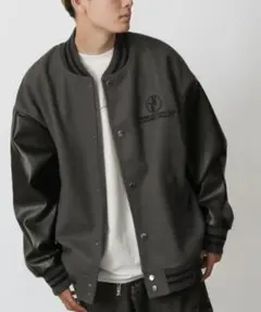 LEATHER SLEEVE STADIUM JACKET Lサイズ