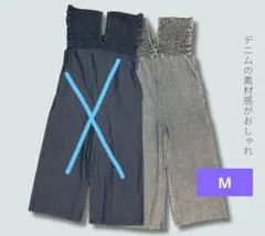 しまむら／lax dan tia デニムシャーリングサロペット　М　中青