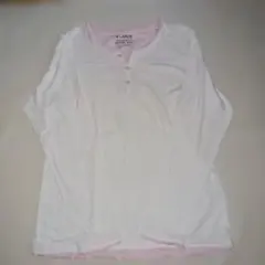 old　UNIQLO ヘンリーネック レイヤード 長袖 カットソー　XL　ピンク