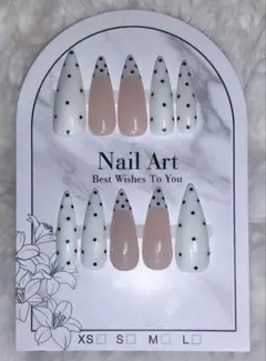 ネイルチップ/白のフレンチ/ドットデザイン