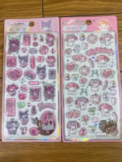 ライセンス品！マイメロ＆クロミ うるちゅるボンボンドロップシール2点セット