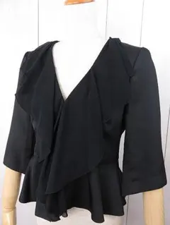 【値下げ】美品　マテリア　春夏　フレア　７分袖ジャケット　黒　３８　Mのサムネイル