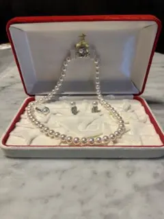 【真珠3点セット】ネックレス・イヤリング・リング／結納・フォーマルに