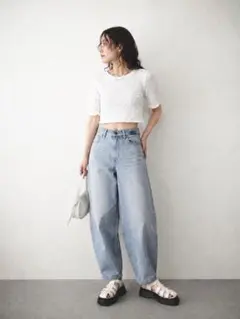 Ganni ガニー クロップドトップ シャーリングトップ スモックトップのサムネイル
