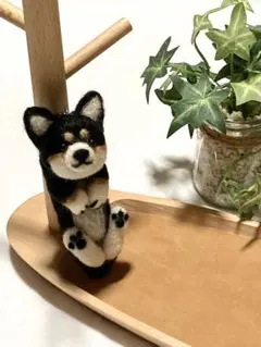羊毛フェルト犬 黒柴のキーホルダー ハンドメイド