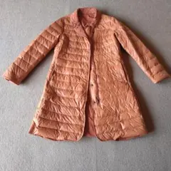オレンジ キルティング ロングダウンジャケット