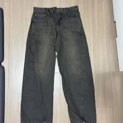 ダークグレー ワイドレッグデニム