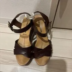 FREAK'S STORE 本革ブラウンウェッジヒールサンダルのサムネイル